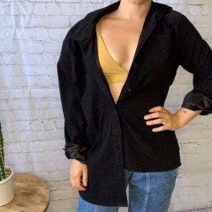 Oversized 90’s style black button up jacket